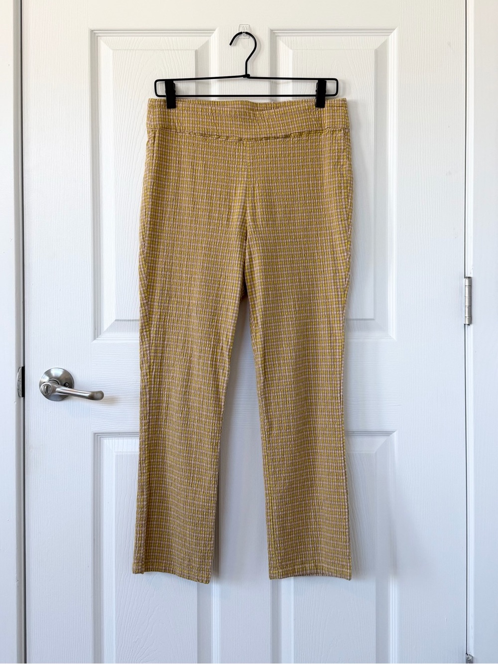 Free People In My Feelings Slim Crop Gingham Plaid Pants in Yellow - Picture 5 of 11
